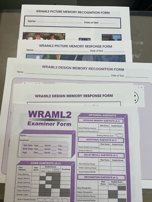 Wide Range Assessment Of Memory And Learning 2 (WRAML-2 ) Complete Set -5 Forms