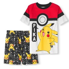 Pokemon 2 PC Short Sleeve Tight Fit Cotton Pajama Set Boy Size 8