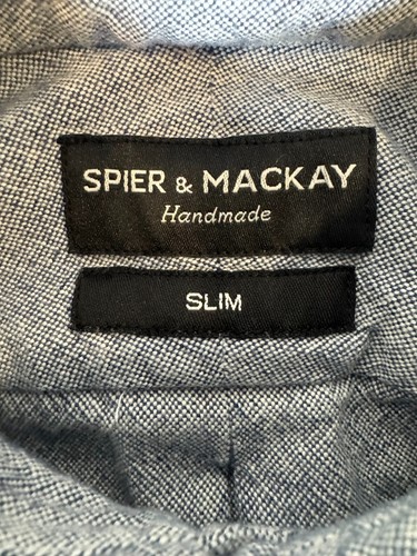 Spier & MacKay Popover Hemd Herren 15 Slim Grau Blau Button Down Oxford - Bild 4 von 15