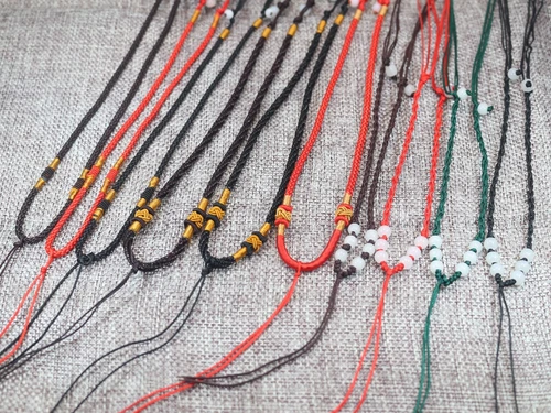 10 Assorted Chinese Hand Knotted Adjustable Cord String Necklace Jade pendants