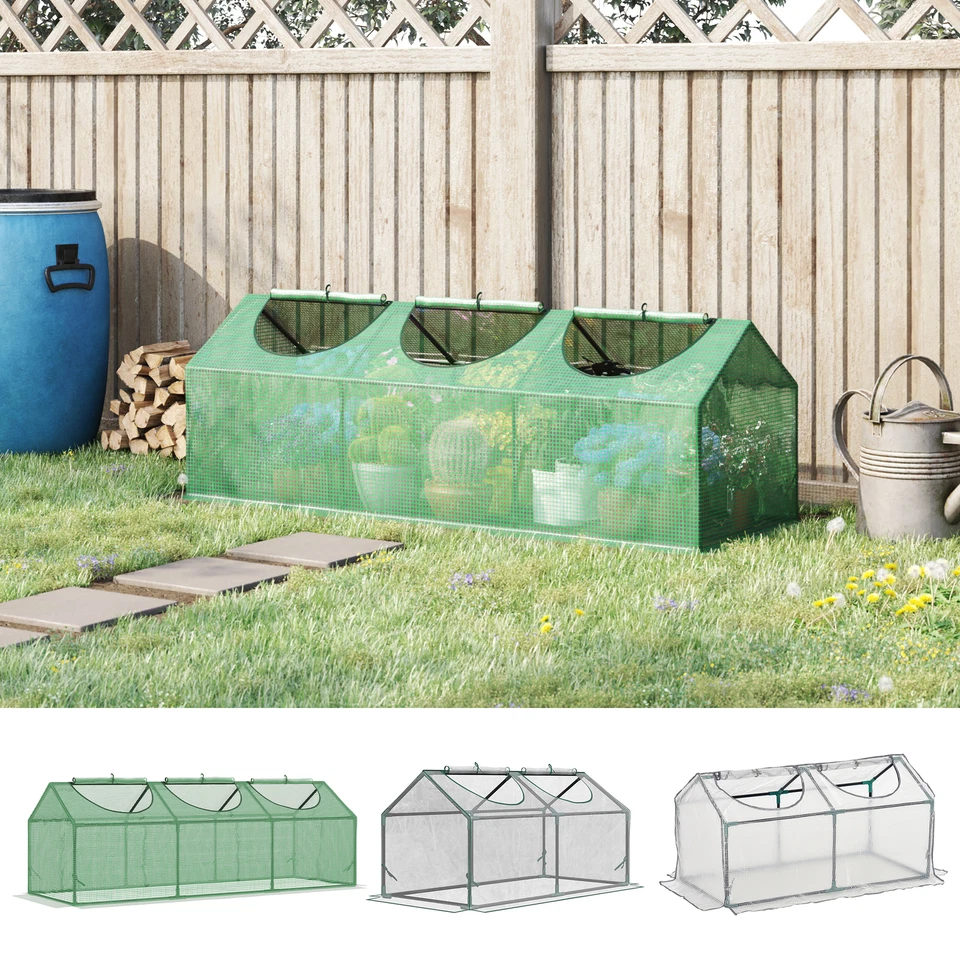 OUTSUNNY Mini Gewächshaus kleine Pflanze Gewächshaus für draußen mit PE Abdeckung Fenster