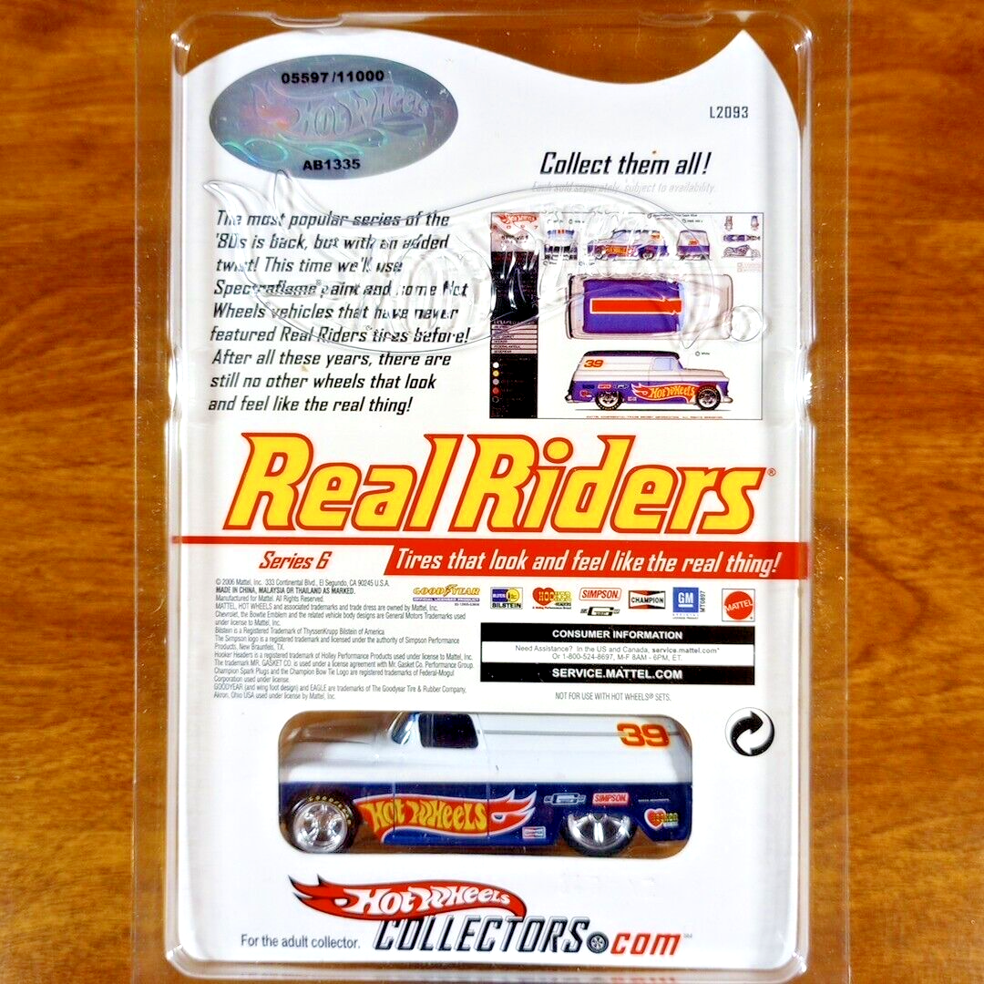 Hot Wheels RLC Real Riders '55 Chevy Panel 5597/11000 Blue White