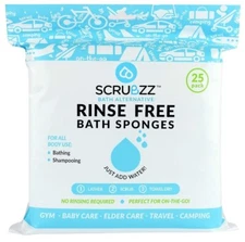 Scrubzz Disposable No Rinse Bathing Wipes - 25 Pack - All-In-1 Single Use Shower