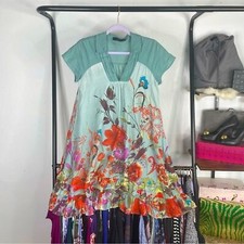 TWIN Set Simona Barbieri Blue Popover A Line Ruffled Dress