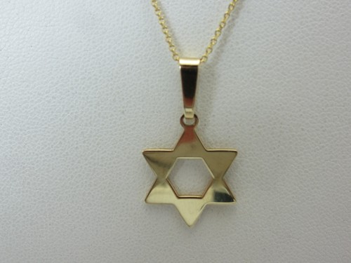 14k Yellow Gold Star of David Pendant Jewish - Picture 4 of 8