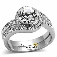 2.25 Ct Round Cubic Zirconia Stainless Steel 316 Wedding Band Ring Set Sz 5-10