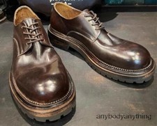 Men's British Lace Up Shoes Leather Retro Business Casual Dress Formal Shoes