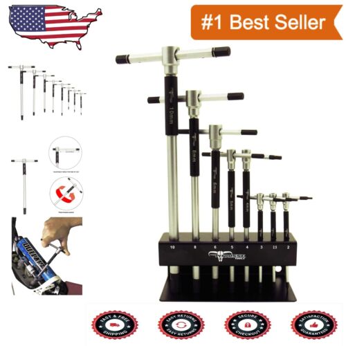 Lifetime Guaranteed T-Handle Hex Key Set - 3-Way Rotating for Efficient Work