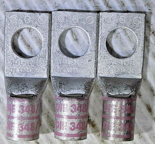 BURNDY Lug Compression Connector Straight Barrel Pink 348/12 Cable Size 1/0 3PCS - Picture 4 of 5