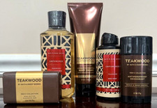 Bath  Body Works 5 Men's TEAKWOOD Body Wash Cream Shea Bar Mist Deodorant