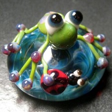 Boomwire - Glass Ladybug Frog mini paperweight lampwork handmade contemporary