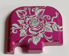 Rear Slide Back Cover plate or Magazine Floor Plate Fits All Glock, Rose Design