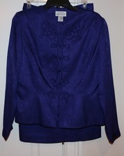 Women's Adrianna Papell 100 Silk Deep Purple Two Piece Dress Suit - Size 10