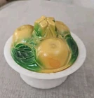 VINTAGE MID CENTURY MODERN BASKETWEAVE PAINTED FRUIT MILK GLASS BOX W PERFUMES