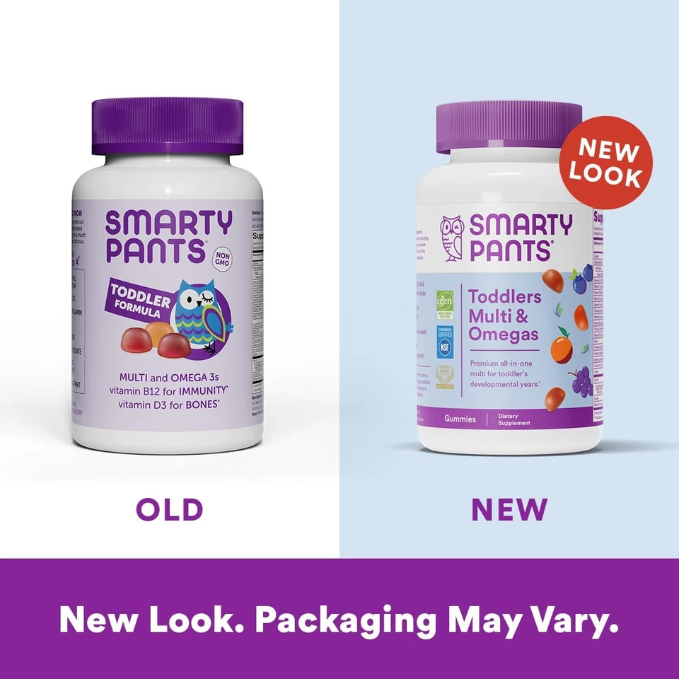 Мультивитаминные и омега-3 жевательные резинки для малышей SmartyPants, витамин D3, C, витамин B12,  - Изображение 2 из 4