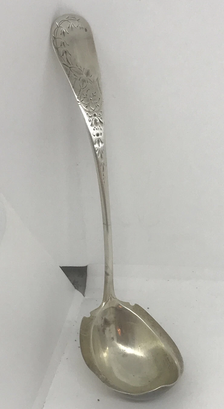 Chas Hale c1870 Sterling Silver Sauce Ladle, Bangor ME Aesthetic Movement Design