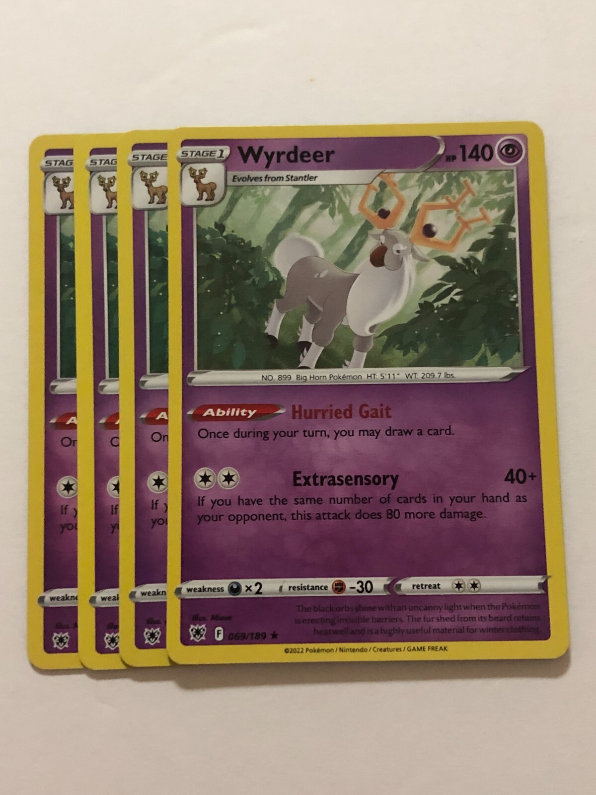 Pokemon Card Astral Radiance 4x Playset Holographic Wyrdeer 069/189 Near Mint