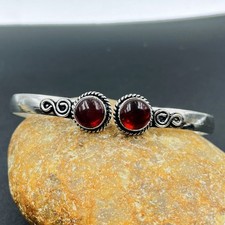 925 Sterling Silver Mozambique Garnet Gemstone Jewelry Cuff Bracelet