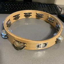 CB Percussion Wood Tambourine   Double Row Jingles 10  