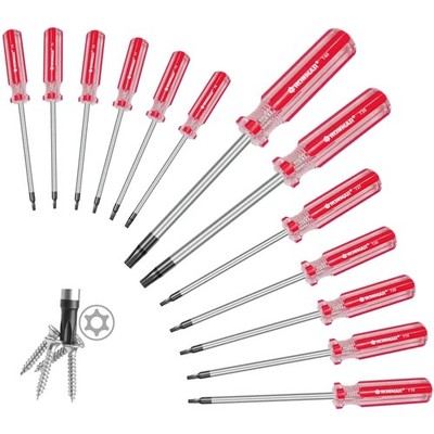 13-Piece Magnetic Torx Screwdrivers Set, T4-T40, Red