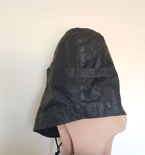 Vntg Royal Navy Foul Weather Deck Hood | Waxed Cotton Oilskin Sou'wester Ultra - Picture 9 of 18