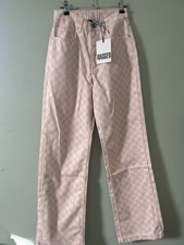 The Ragged Priest Jeans Women’s Size 6 Pink Checked Wide Leg New With Tags