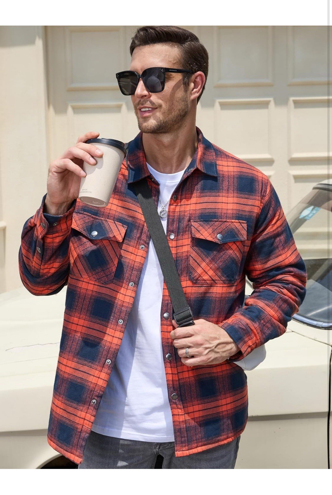 Tacvasen Tactical Outdoor Flannel Shirt Jacket Men’ Quilted Lined Plaid XL