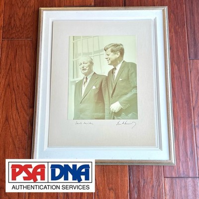 JOHN F. KENNEDY * PSA * Harold Macmillan Autograph XL Photo SIGNED as PRESIDENT