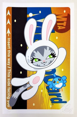 #ad Persue David Ross BunnyKitty RARE MTA Card NYC Signed Print #1 40 COA $325.00