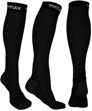 Physix Gear Compression Socks - Best Men  Womens Sock S/M, Black