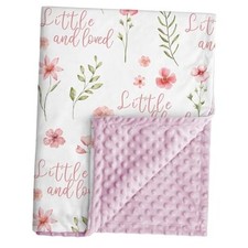 Floral Baby Blankets for Girls - 30 x 40 Inch  Micro Minky  A Pink Floral