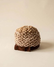 Vintage 1960s Textured Pillbox Hat Beige Woven Cloche Cap Velvet Trim Hat
