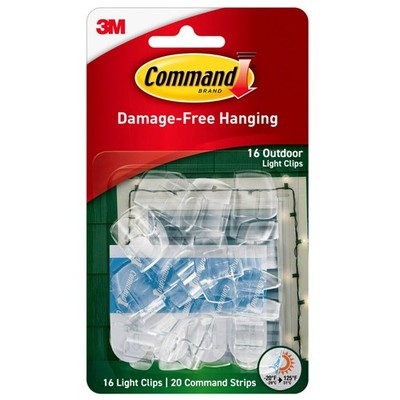 Command Outdoor Light Clips, 16 clips, 20 strips, 16 Clear 