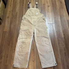 VTG Carhartt Bib Overall Mens 42x32 Traditional Duck Double Knee