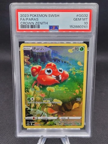Pokémon Paras GG32/GG70 Full Art Holo Ultra Rare Crown Zenith PSA 10 English