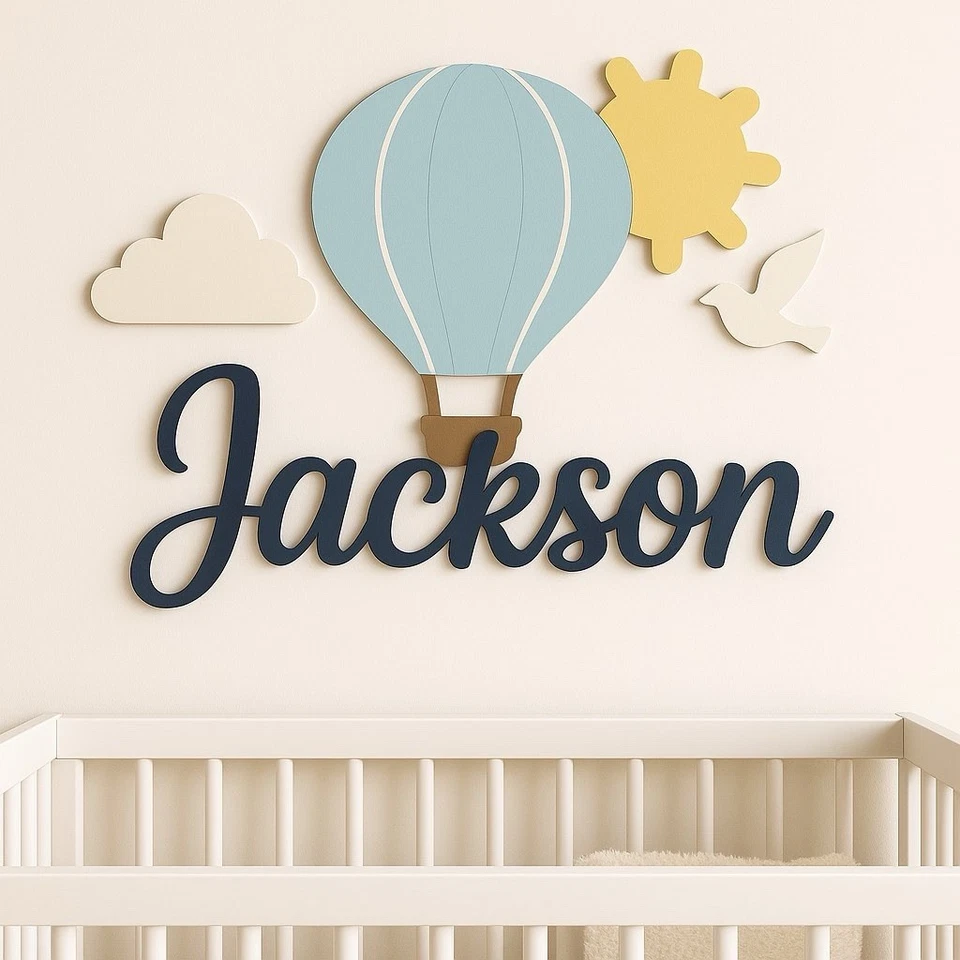 Заказной деревянный именной знак — тема воздушного шара животное, спорт, принцесса и т. д.👶 - Изображение 2 из 4