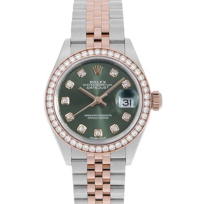 ROLEX Datejust bezel diamond 10P diamond 279381RBR Olive green 5 row jubilee...
