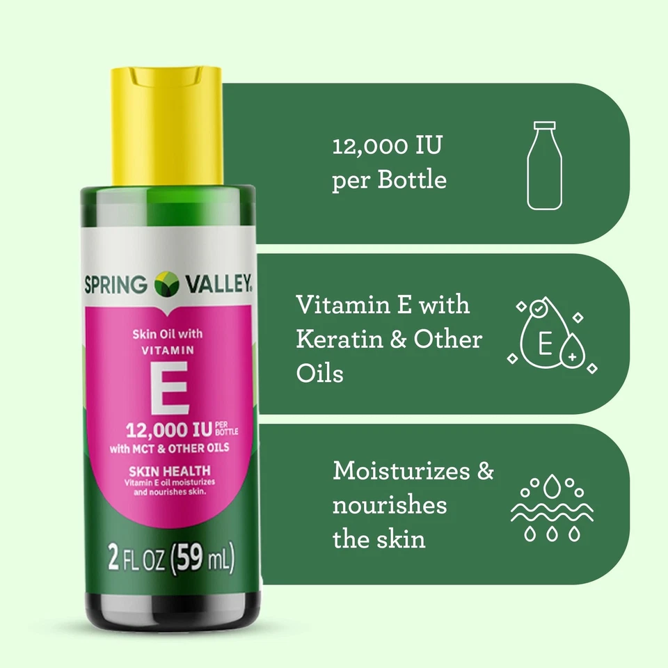 Spring Valley Vitamin E Oil with Keratin for Skin Health, 12000 IU, 2 fl oz - Image 3 of 4