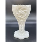 Vintage MCM Kemple Aztec Whirling Hobstar Pinwheel 8" Milk Glass Vase