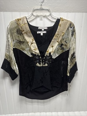 Vintage Spencer Alexis Silk Blend Lace Floral 2 Piece Top P/M P/S