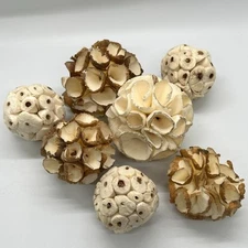 Rattan Lot Of 7 Assorted Mixed Styrofoam Decorator Balls Natural Home Decor EUC