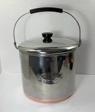 Vintage Revere Ware 8 Qt Stock Pot Copper Bottom Lid Bail Handle pre 1968