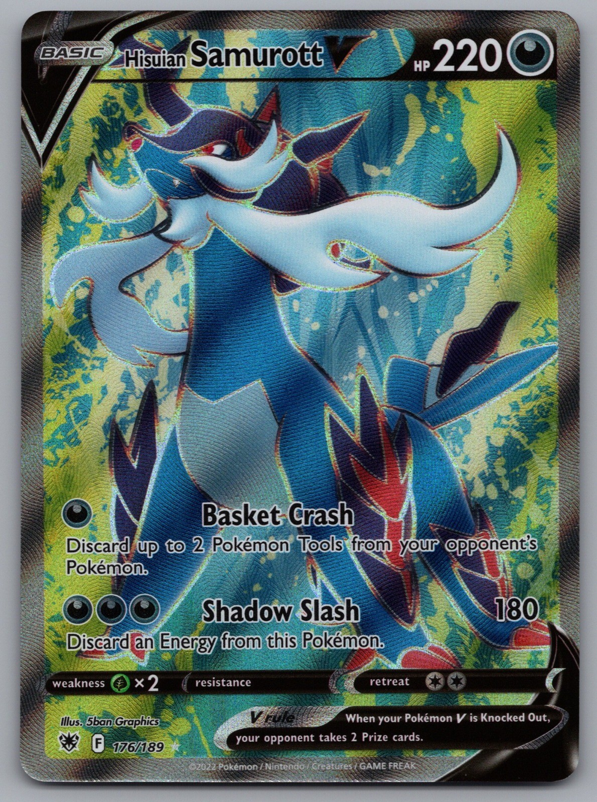 Hisuian Samurott V (Full Art) 176/189 SWSH10: Astral Radiance Ultra Rare Holo NM