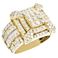 JFL 10K Gelbgold Statement Pinky Ring Rund & Baguette Diamant 3,3 Ct