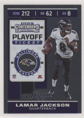 2019 Panini Contenders Season Ticket Playoff Ticket /175 Lamar Jackson #15 1tv2