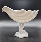Vtg Westmoreland Milk Glass Compote Koi Fish Hexagon Base 6.5" t