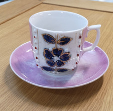 Antique Porcelain Mustache Guard Cup Mug Teacup and Saucer 