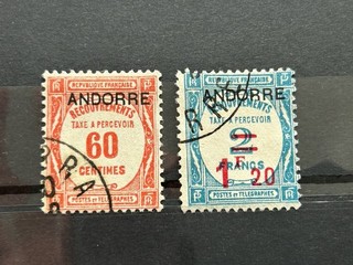 Fr. Andorra Porto Mi Nr. 11 12 gestempelt .