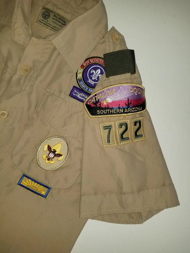 Boy Scouts VENTED Uniform Shirt BSA #722 Microfiber Polyester Boys Youth Size MD - Image 2 of 4