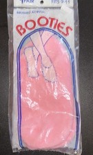 NOS NWT Vtg Womans Pink Acrylic Booties Footies Slipper Sweater Socks Made USA